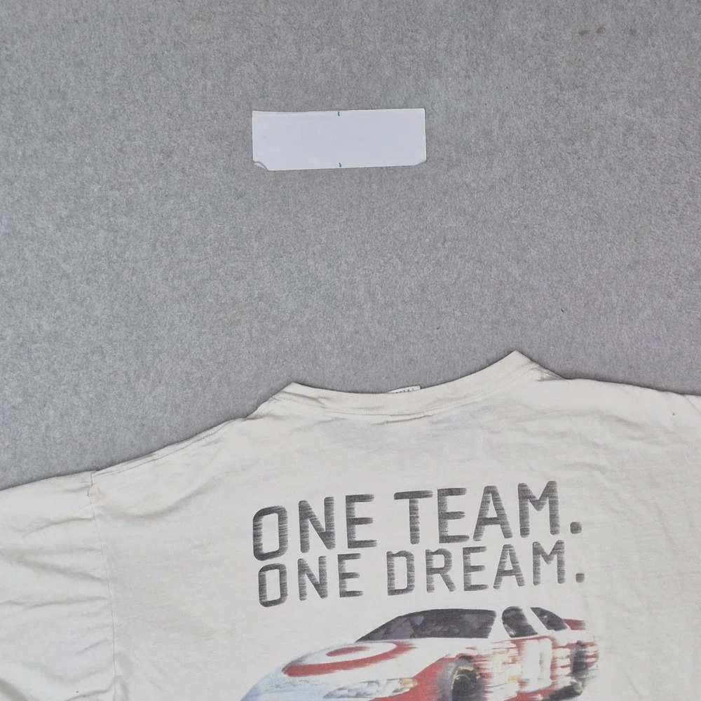 VINTAGE NASACAR  Men Shirt XL White Jimmy Spencer 41 One Team One Dream READ